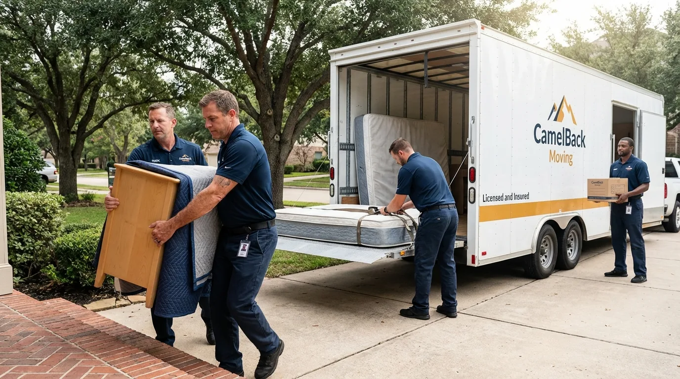 Crew loading residential truck for cross-state move from Willmar, MN