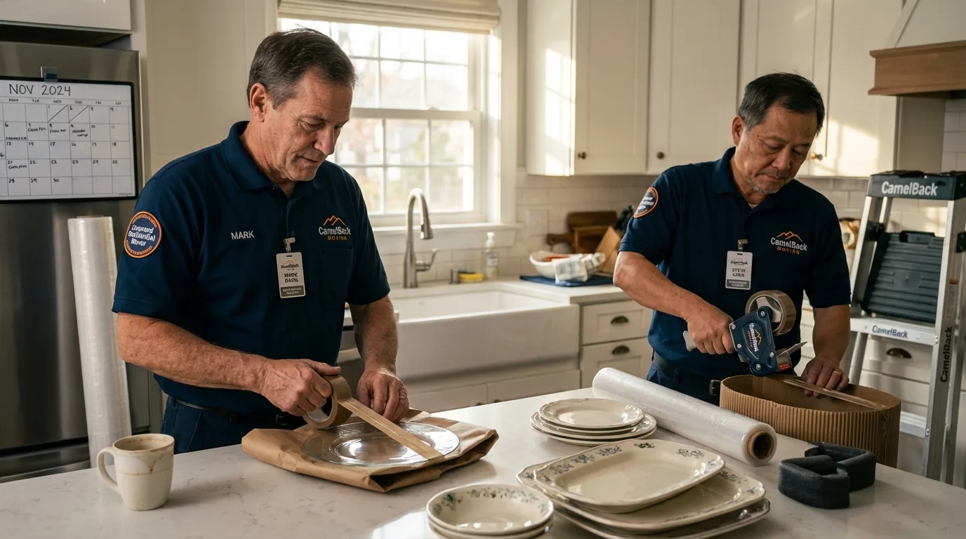 Professional crew packing kitchen dishware in Willmar, MN
